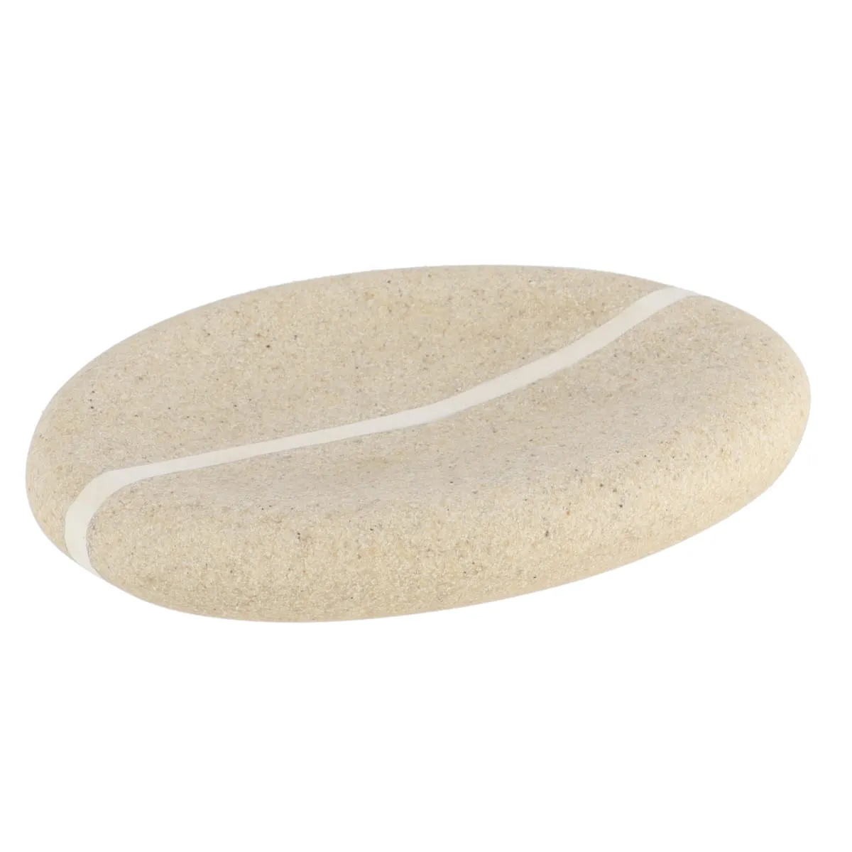 64153104 SĂPUNIERA POLIRĂȘINĂ OVALA DESIGN PIATRĂ - NATURAL - imagine 1