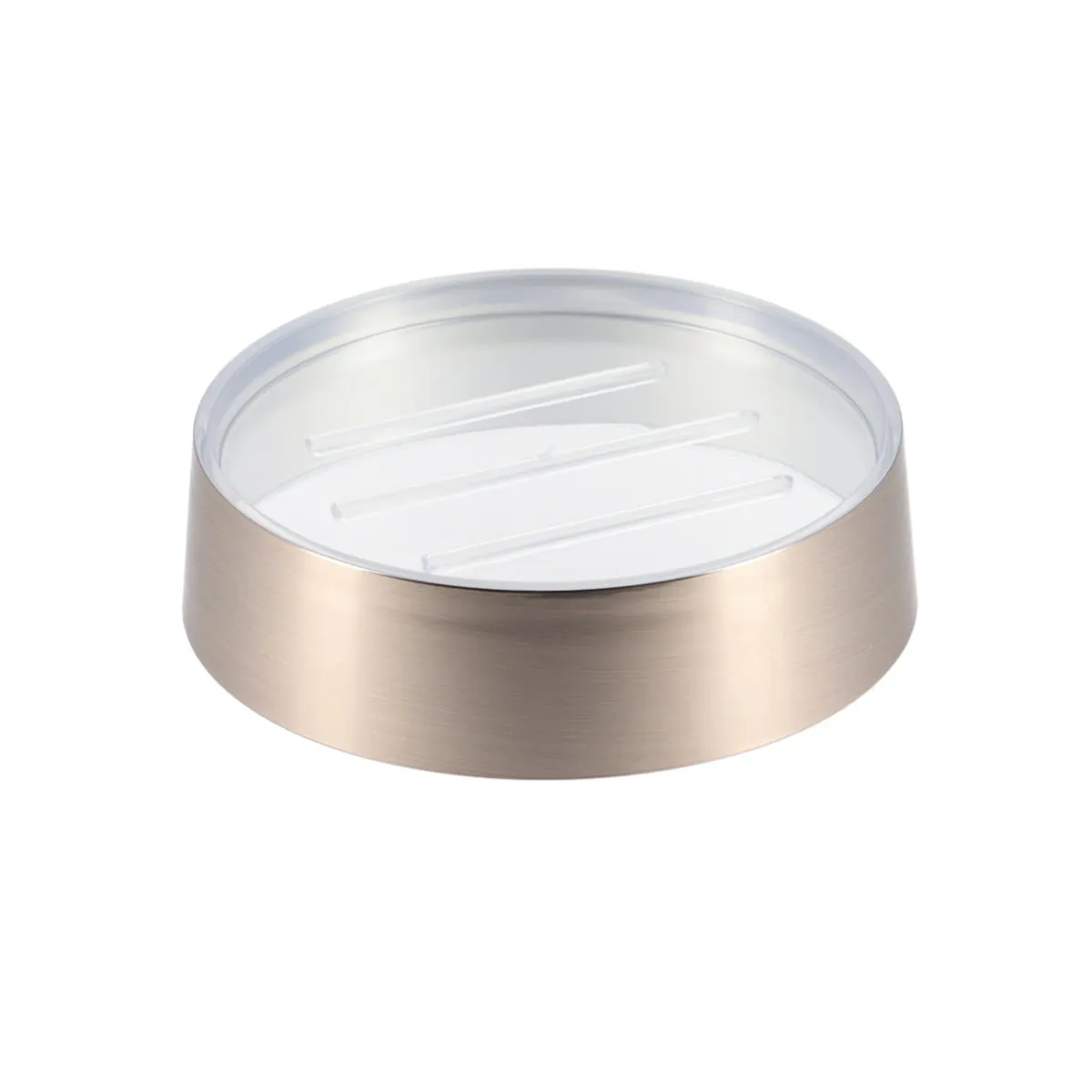 6476107 SĂPUNIERA PLASTIC ROTUNDĂ - ARGINTIU METALIZAT - imagine 1