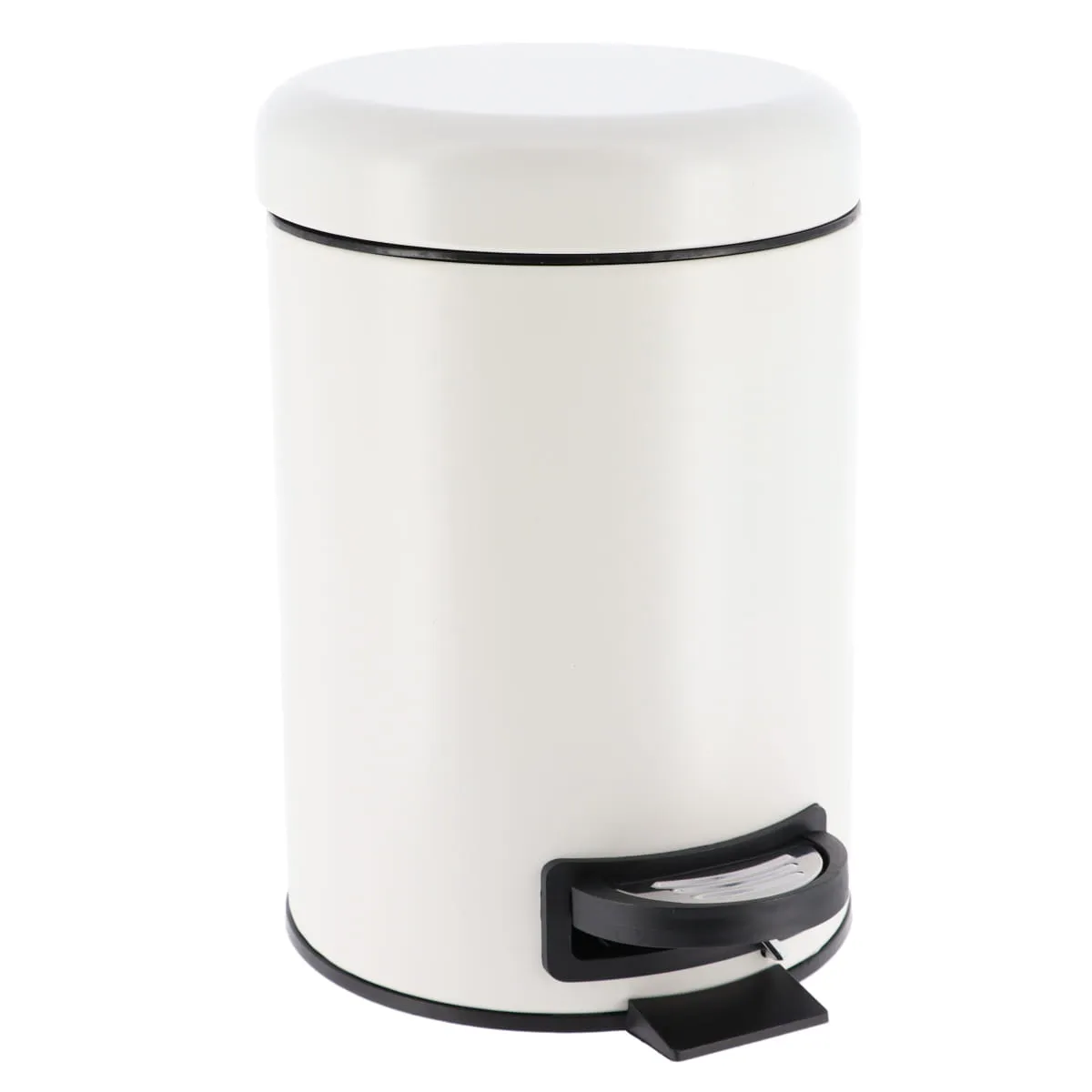 6543100 COȘ GUNOI METALIC CAPAC INCHIDERE LENTA 3L ROTUND - ALB | COȘURI DE GUNOI BAIE - imagine 1