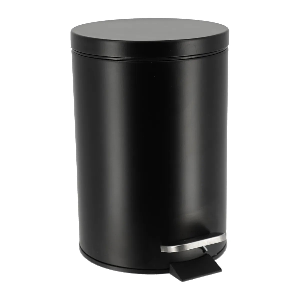 6552108 COȘ GUNOI CU CAPAC OTEL INOX 3L ROTUND - NEGRU MAT | COȘURI DE GUNOI BAIE - imagine 1