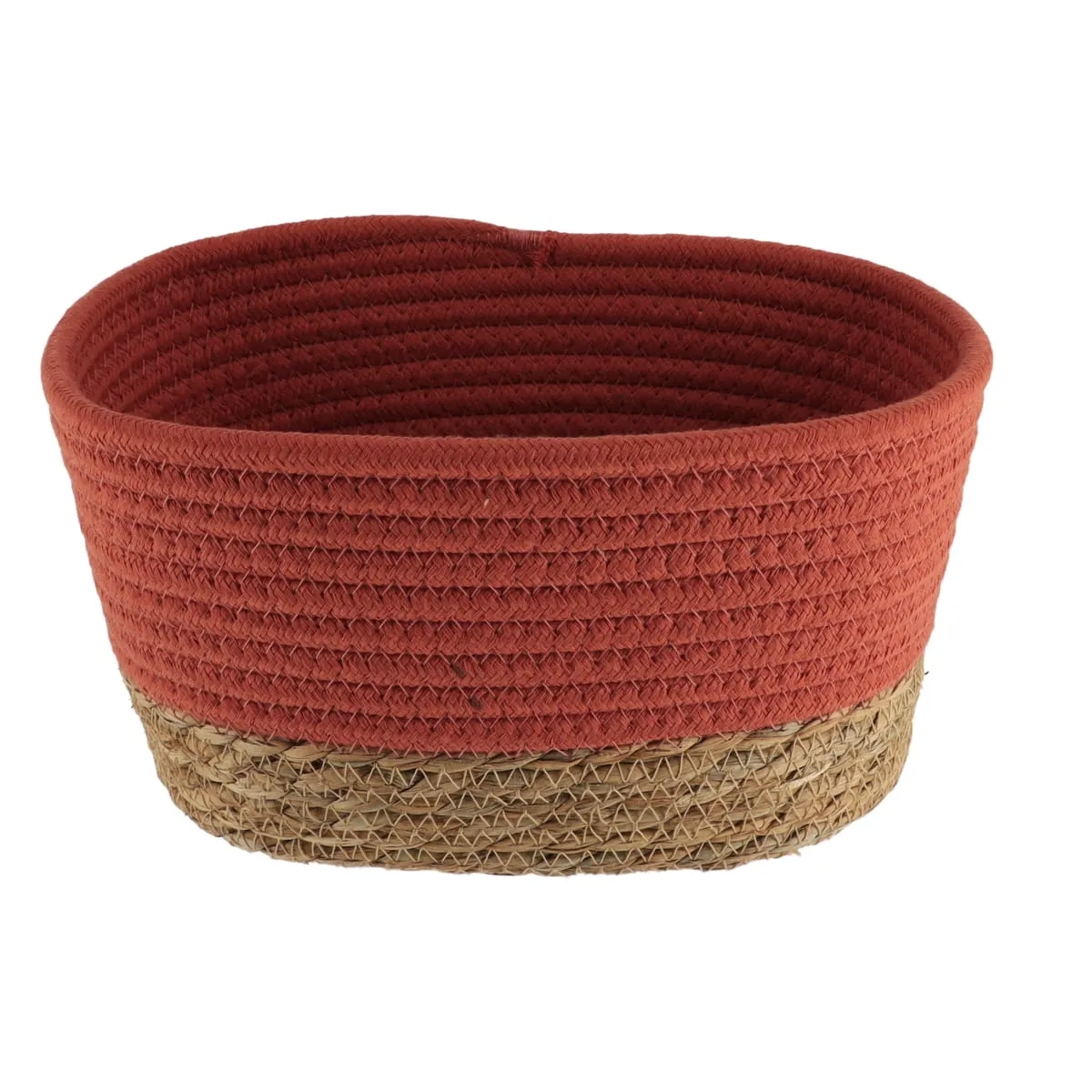 8416412503 COȘ MIC RECTANGULAR BUMBAC / IARBA DE MARE 19X11X10 CM - CARAMIZIU / BEJ | ORGANIZATOARE BAIE - imagine 1