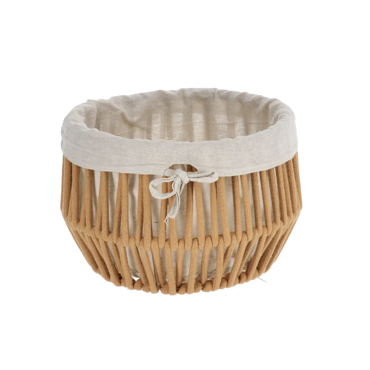 8422716503 COȘ RUFE EFECT SFOARĂ POLIESTER / BUMBAC 30X20 CM - GREIGE | ORGANIZATOARE BAIE - imagine 1