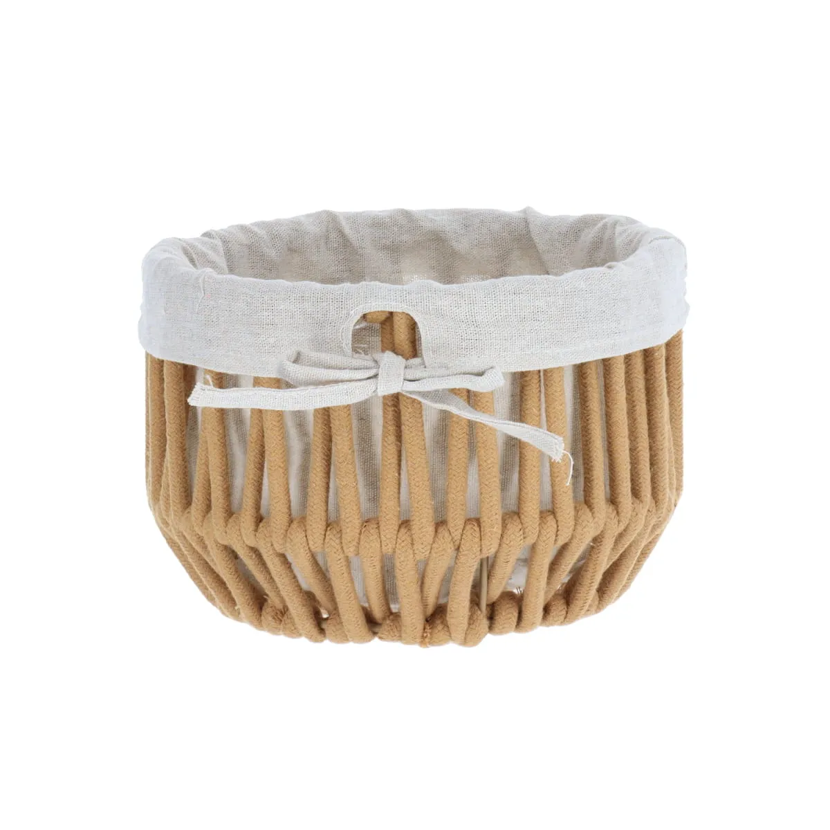 8422716505 COȘ RUFE EFECT SFOARĂ POLIESTER / BUMBAC 22X15 CM - GREIGE | ORGANIZATOARE BAIE - imagine 1