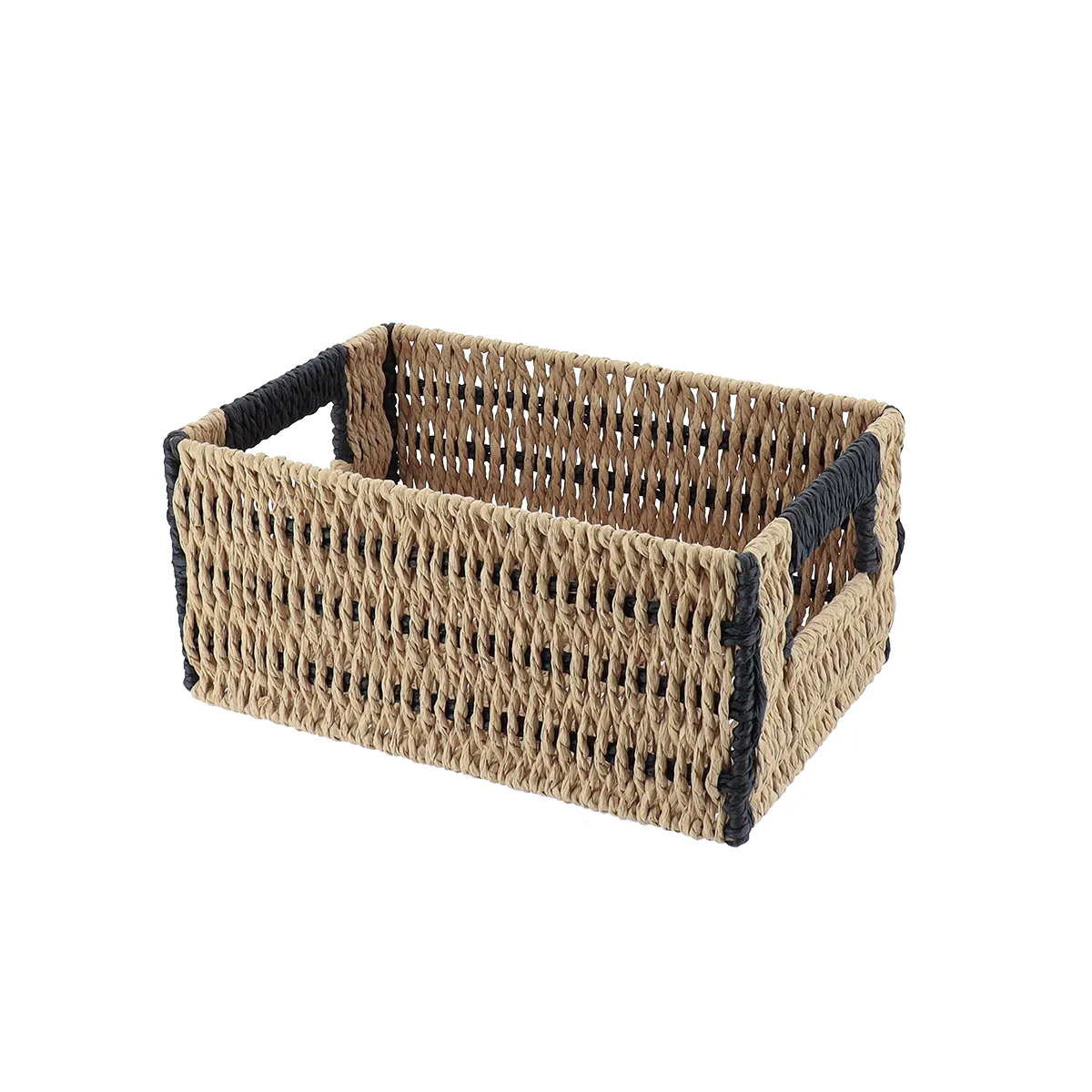 882410405 COȘ BICOLOR DEPOZITARE 26X17,5X12 CM - NATURAL / NEGRU | ORGANIZATOARE BAIE - imagine 1