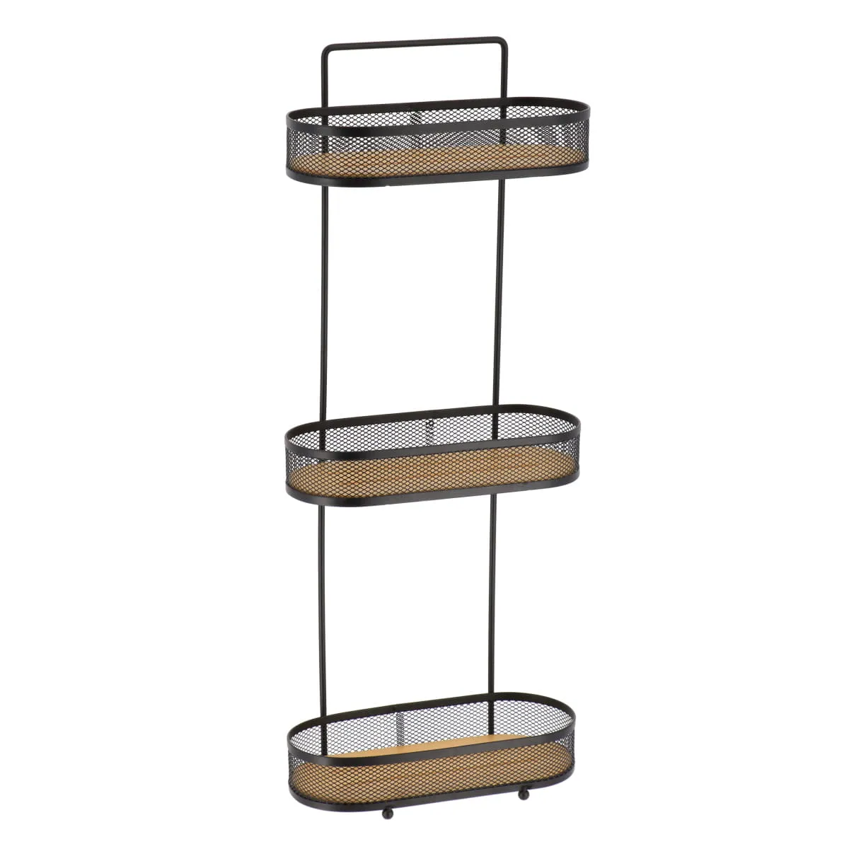 91108237 RAFT OVAL 3 NIVELURI METAL/BAMBUS PODEA - NEGRU / BAMBOO | ETAJERE BAIE - imagine 1