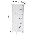 Corp mobilier MDF cu 3 sertare 77x25x25 cm - Alb | Mobilier depozitare baie - imagine 2