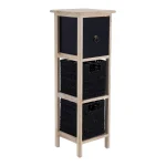 Corp mobilier MDF 1 sertar / 2 coșuri depozitare 77x25x25 cm - Negru / Natural | Mobilier depozitare baie