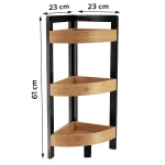 Corp mobilier colț BAMBUS/MDF 3 rafturi 61x23x23 cm - Bamboo / Negru | Mobilier depozitare baie - imagine 2
