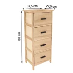 Corp mobilier MDF cu 4 sertare 86x37,5x27,5 cm - Natural  | Mobilier depozitare baie - imagine 2
