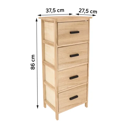 Corp mobilier MDF cu 4 sertare 86x37,5x27,5 cm - Natural  | Mobilier depozitare baie - imagine 2