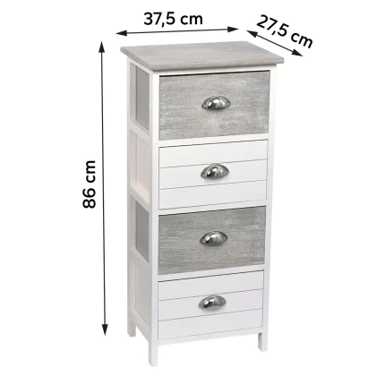 Corp mobilier bicolor cu 4 sertare 86x27,5x37,5 cm - Alb/Gri | Mobilier depozitare baie - imagine 2