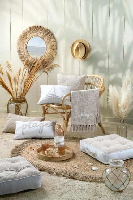 Pernă decorativă Dunes 40X40 cm, culoare natural, 55% bumbac 45% poliester - imagine 5