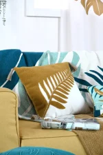 Pernă decorativă Aloha 40X40 cm, culoare muștar/bej, 45% poliester 55% bumbac - imagine 6