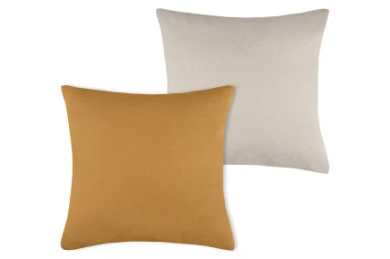 Pernă decorativă Duo 50X50 cm, culoare muștar/in, 100% bumbac - imagine 2