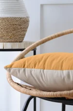 Pernă decorativă Duo 50X50 cm, culoare muștar/in, 100% bumbac - imagine 4