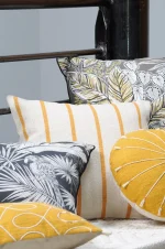 Pernă decorativă St Trop 50X50 cm, culoare alb/muștar, 100% bumbac - imagine 3