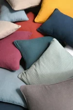 Pernă decorativă Coline 45X45 cm, culoare verde petrol, 100% bumbac - imagine 5