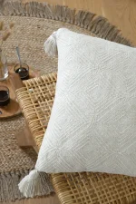 Pernă decorativă Balma 45X45 cm, culoare ivoriu, 100% bumbac - imagine 2