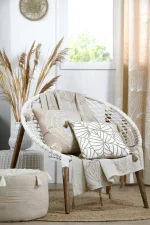 Pernă decorativă Nova 45X45 cm, culoare natural, 45% poliester 55% bumbac - imagine 6