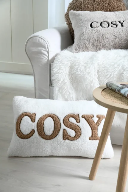 Pernă decorativă Cosylife 30X50 cm, culoare crem, 100% poliester - imagine 6