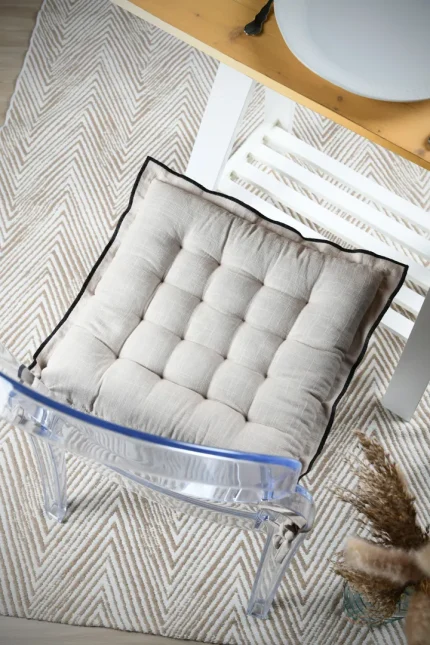 Pernă de scaun Helios 38X38 cm, culoare natural, 100% bumbac - imagine 6