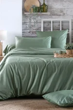 Cearșaf cu elastic Elysee 90X190 cm, culoare gri verde, 100% bumbac - imagine 6