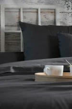 Cearșaf cu elastic Elysee 90X190 cm, culoare antracit, 100% bumbac - imagine 4