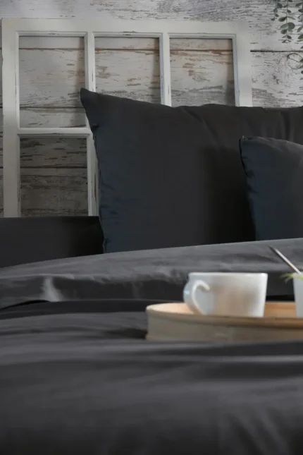 Cearșaf cu elastic Elysee 90X190 cm, culoare antracit, 100% bumbac - imagine 4