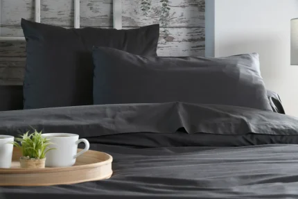 Cearșaf cu elastic Elysee 90X190 cm, culoare antracit, 100% bumbac - imagine 5