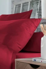 Cearșaf cu elastic Elysee 90X190 cm, culoare roșu, 100% bumbac - imagine 4