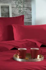 Cearșaf cu elastic Elysee 90X190 cm, culoare roșu, 100% bumbac - imagine 5