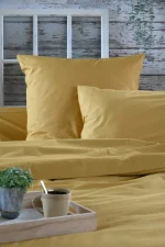 Cearșaf cu elastic Elysee 180X200 cm, culoare muștar, 100% bumbac - imagine 4