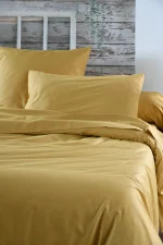 Cearșaf cu elastic Elysee 180X200 cm, culoare Mustar, 100% bumbac OEKO TEX - imagine 4