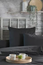 Cearșaf cu elastic Elysee 180X200 cm, culoare Antracit, 100% bumbac OEKO TEX - imagine 3