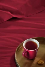 Cearșaf cu elastic Elysee 180X200 cm, culoare roșu, 100% bumbac - imagine 3