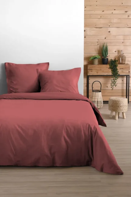 Set husă pilotă Eden 260X240 cm, culoare rubiniu, 100% bumbac - imagine 2