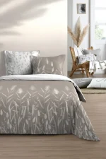 Lenjerie Pampa pat dublu King Size, 3 piese, cearsaf pilota 260X240 cm, 2 fete de perna 63×63 cm, culoare natural, 100% bumbac OEKO TEX