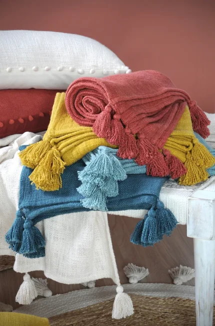 Pătură Sanchez 125X150 cm, culoare verde petrol, 100% bumbac - imagine 3