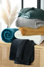 Pătură Michigan 130X160 cm, culoare antracit, 100% poliester - imagine 3