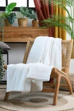 Pătură Coline 125X150 cm, culoare crem, 100% bumbac - imagine 4