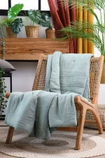 Pătură Coline 125X150 cm, culoare Gri verde, 100% bumbac