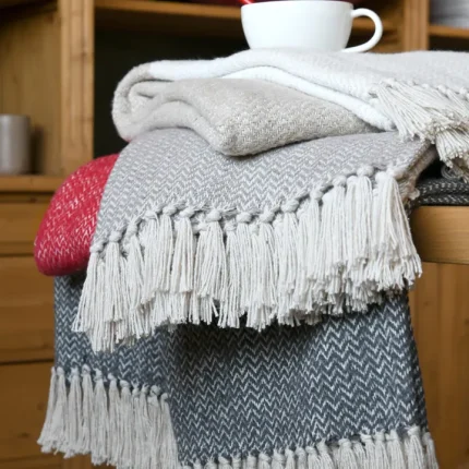 Pătură Geneve 125X150 cm, culoare Roșu/Natural, 55% bumbac, 45% poliester