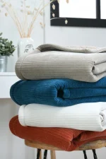 Pătură Clayton 130X160 cm, culoare Crem, 100% poliester