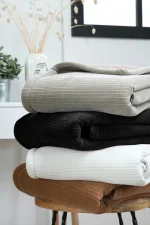 Pătură Clayton 130X160 cm, culoare cappuccino, 100% poliester - imagine 3