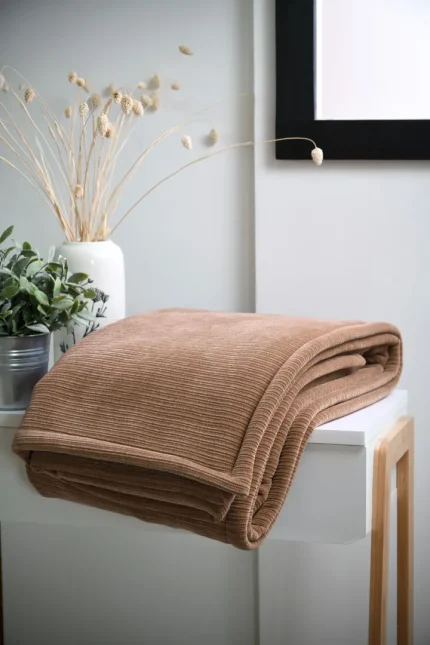 Pătură Clayton 130X160 cm, culoare cappuccino, 100% poliester - imagine 4