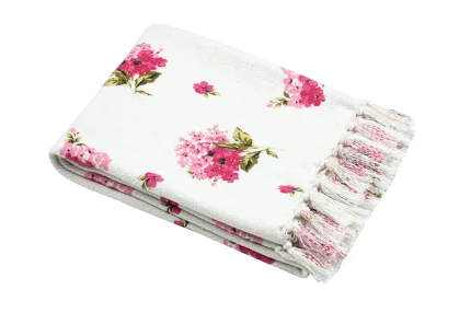 Pătură Printemps 125X150 cm, culoare roz/alb, 45% poliester 55% bumbac - imagine 2