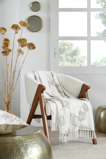 Pătură Oriana 125X150 cm, culoare natural, 45% poliester 55% bumbac - imagine 4