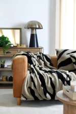 Pătură Fauves 130X160 cm, culoare Greige, 100% poliester