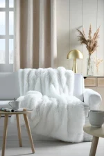 Pătură Cosylife 130X160 cm, culoare Alb, 100% poliester