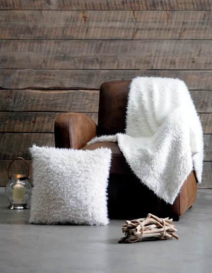 Pătură Mouton 180X220 cm, culoare alb, 100% poliester - imagine 2